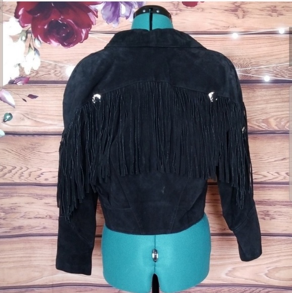 Vintage Leather Fringe Cropped Jacket - Picture 4 of 8